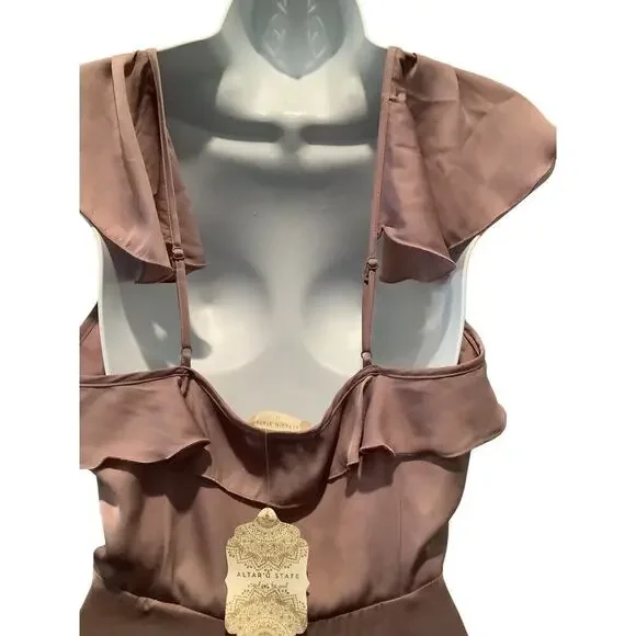 ALTAR’D STATE V-NECK FAUX WRAP OPEN BACK HI LOW HEM DRESS/GOWN M NWT - Picture 6 of 7